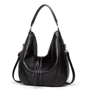 NWT Handbag Large Big Size Hobo Bag / Purse Faux Leather Black